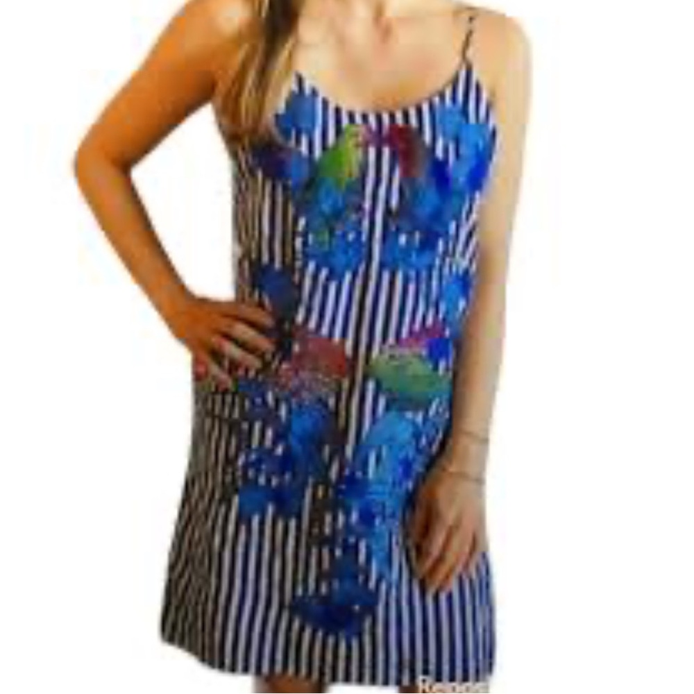 FARM Rio Embroidered Applique Stripe Mini Dress size small
